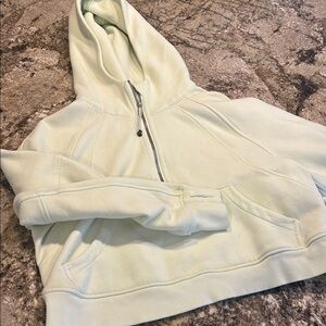 Green Hooded Knit Sweater with Textured Pattern